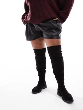 ASOS Curve Black Over-the-Knee Suede Boots